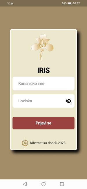 Prikaz prvog ekrana IRIS mobilni aplikacije